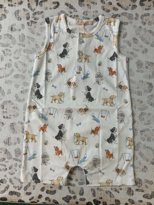 Baby Club Chic Doggie Park Printed Romper