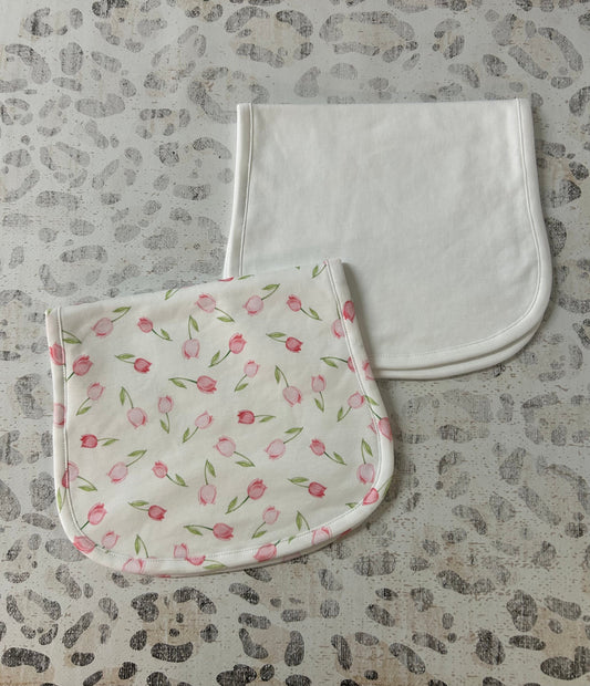 Baby Club Chic Baby Tulips Pink Printed Burp