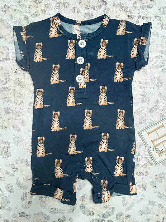 Hamner Hill Navy Tiger Button Romper