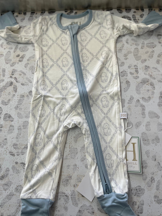 Hamner Hill Blue Dainty Double Zipper Romper