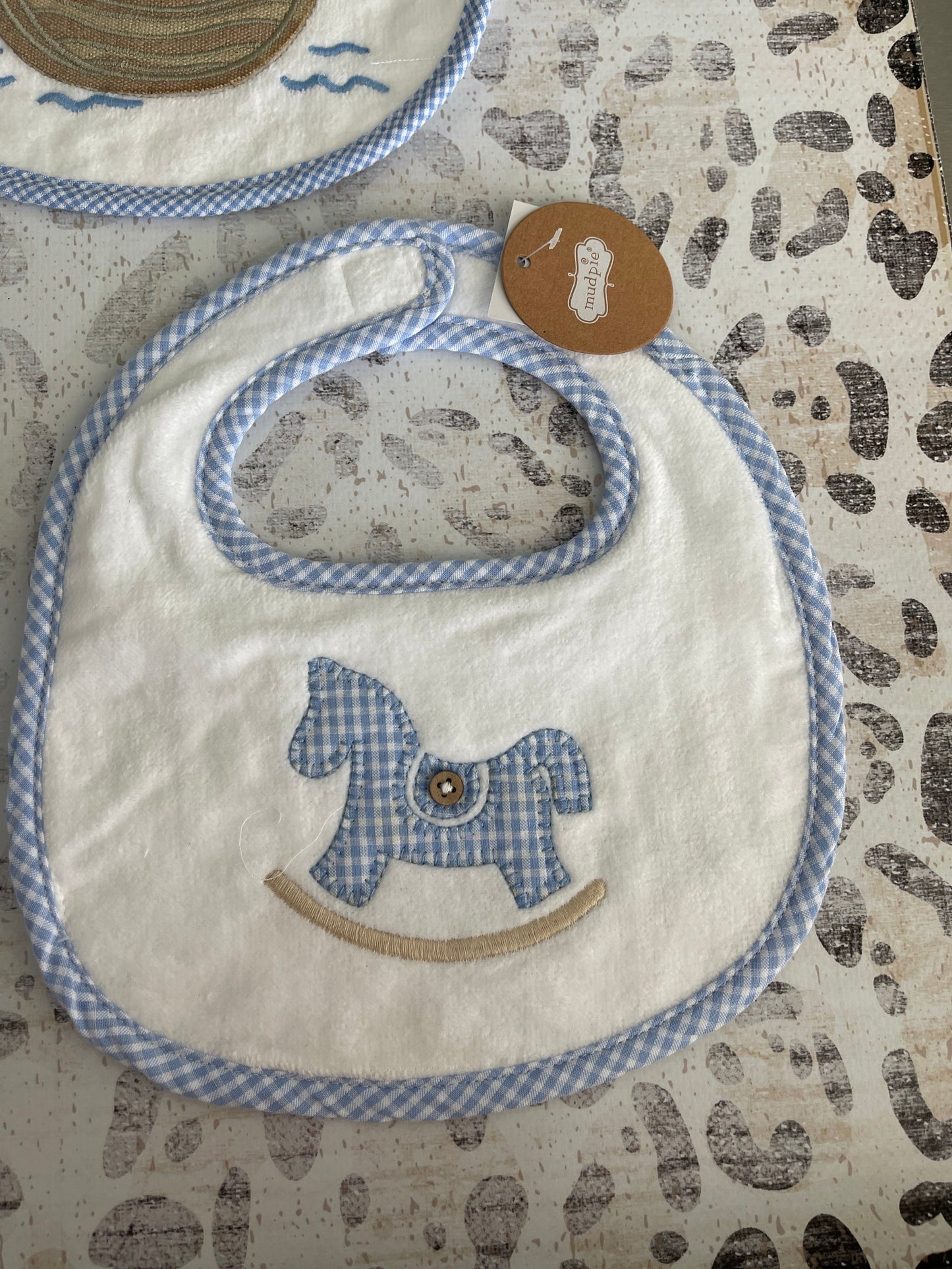 Mudpie Rocking Horse  and train Bibs