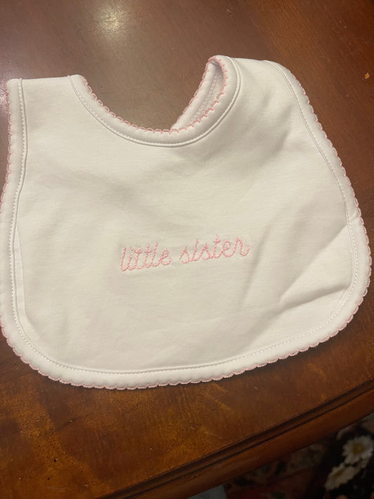 Magnolia Baby Little Sister Embroidered Bib