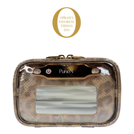 PurseN LITTMINI • Lighted Mirror Case • Glimmer Leopard