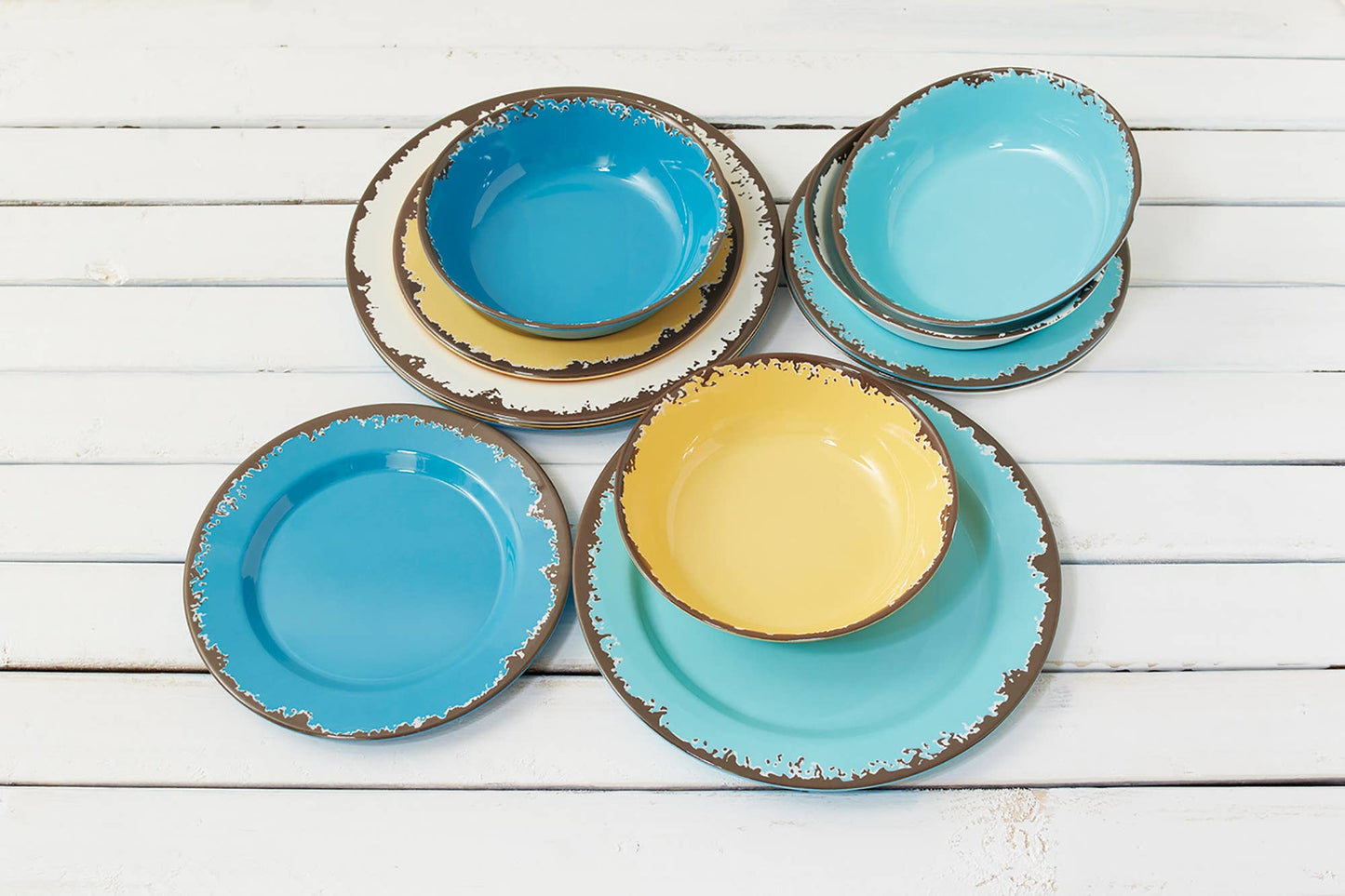 Fox Run Melamine Dinnerware, Set of 12, Multicolor