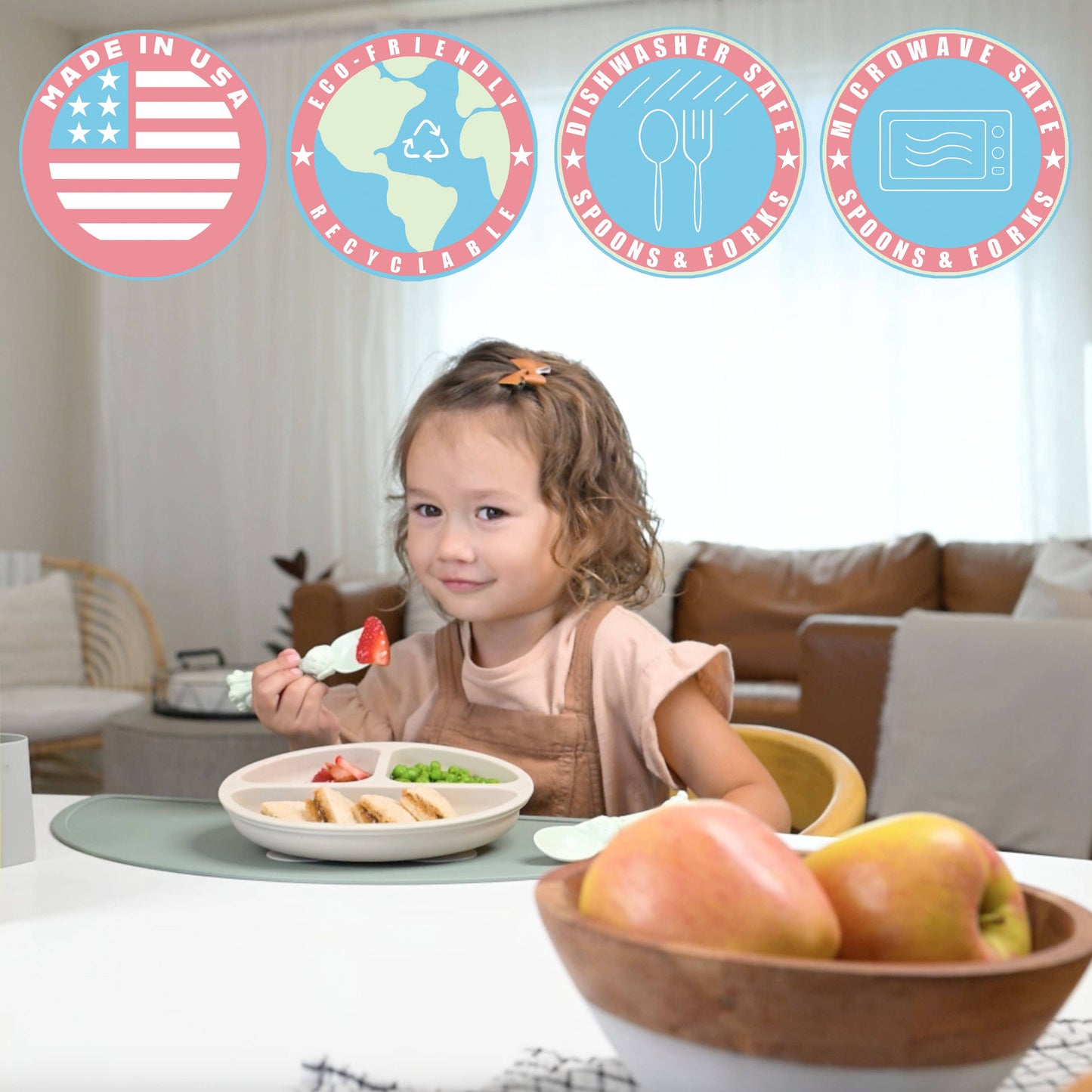  Spoon la la Toddler Utensils Set - 4 Pack Made in USA