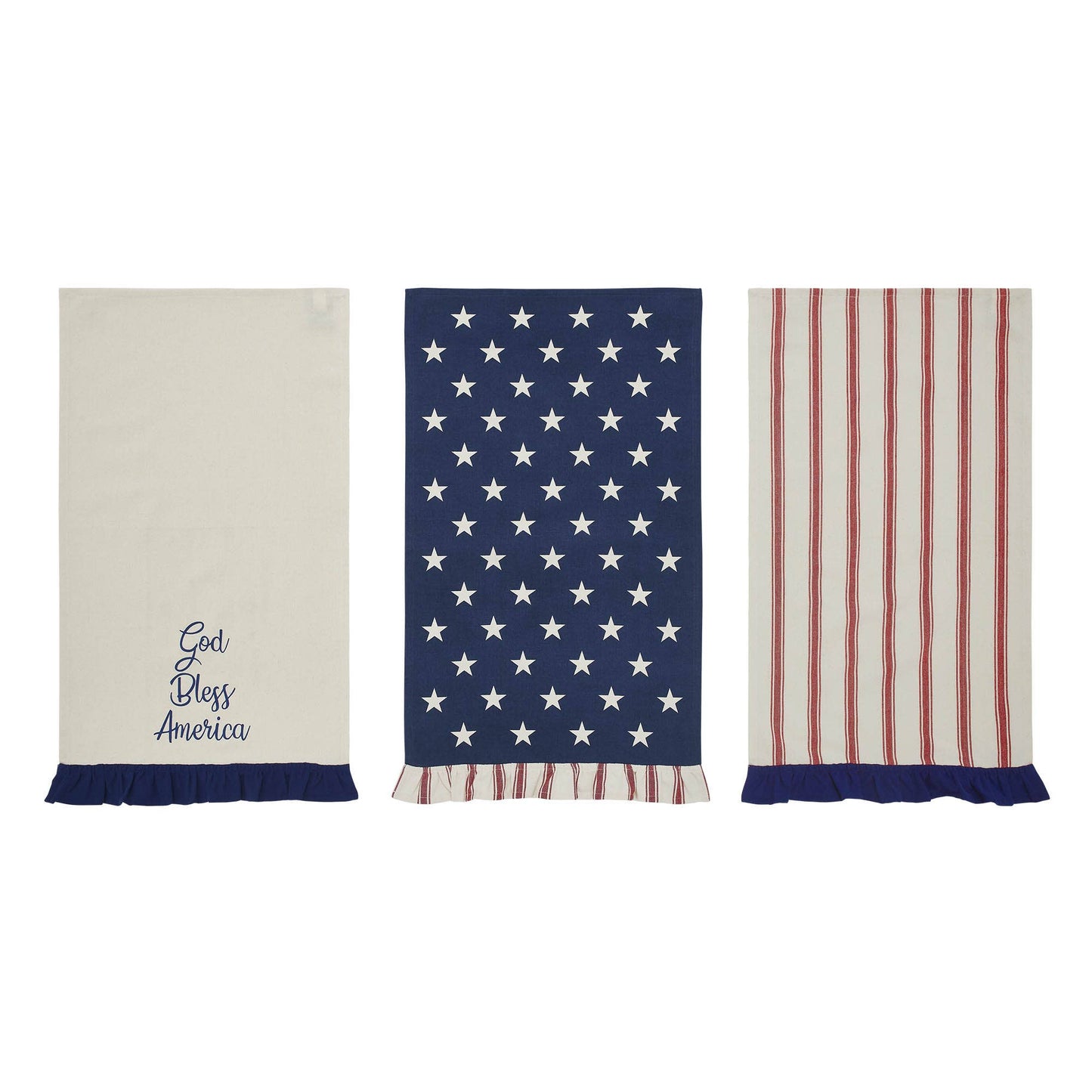 Hatteras Stars GBA Ruffled Tea Towel Set of 3