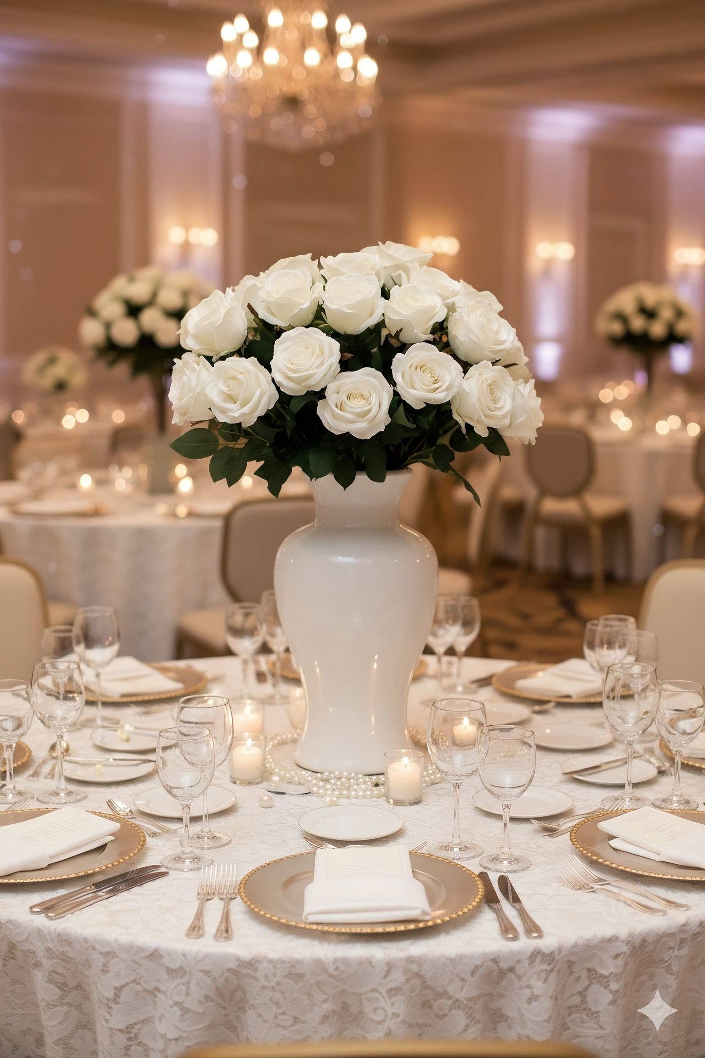 27" Real Touch Candle White Rose Artificial Flower