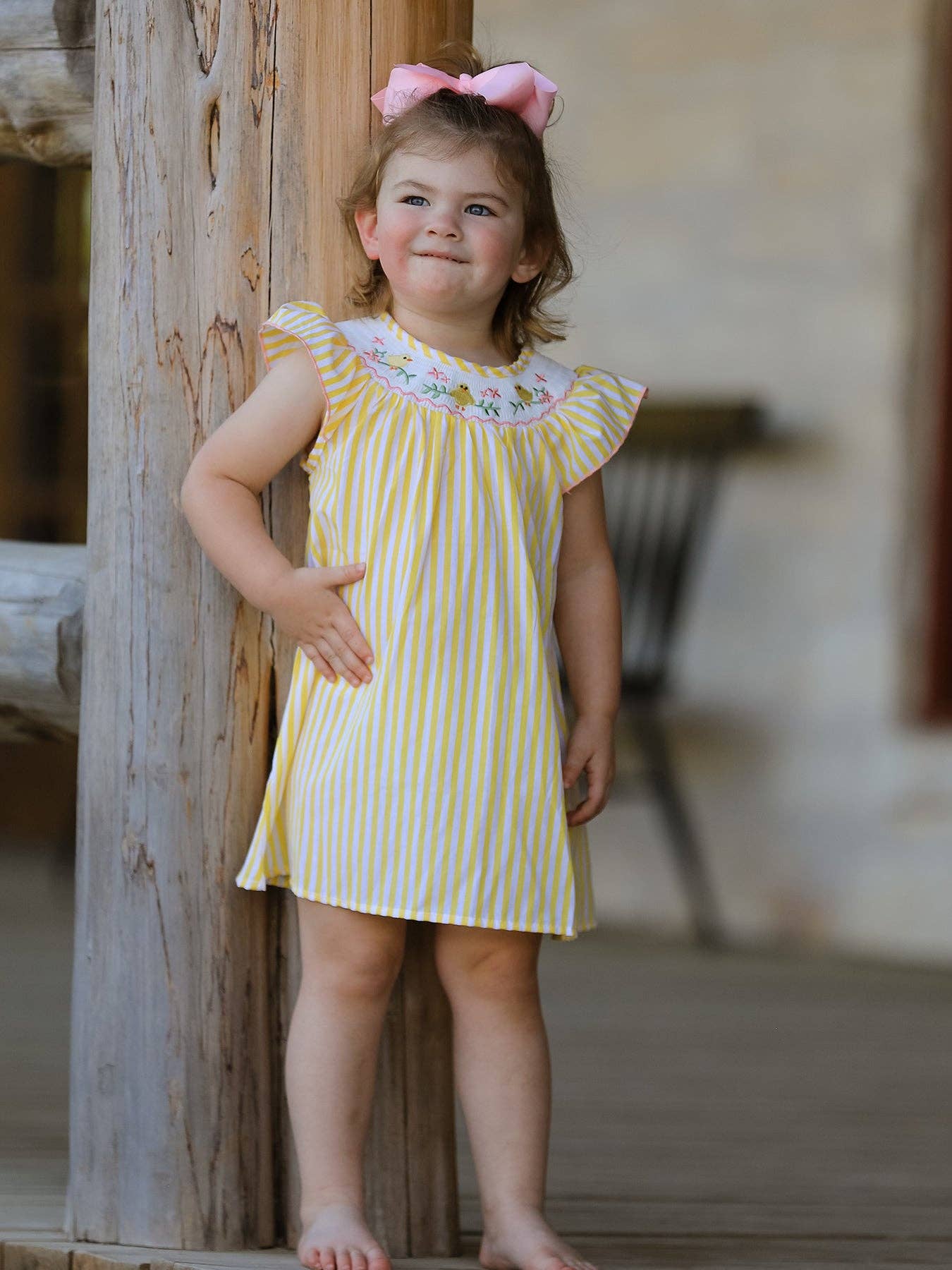 Spring/Summer Chick Floral Embroidery Smocking Girls Dress