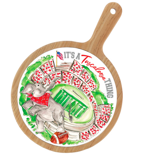 Red Elephant Stadium Collegiate Bamboo Ceramic Cheese Board