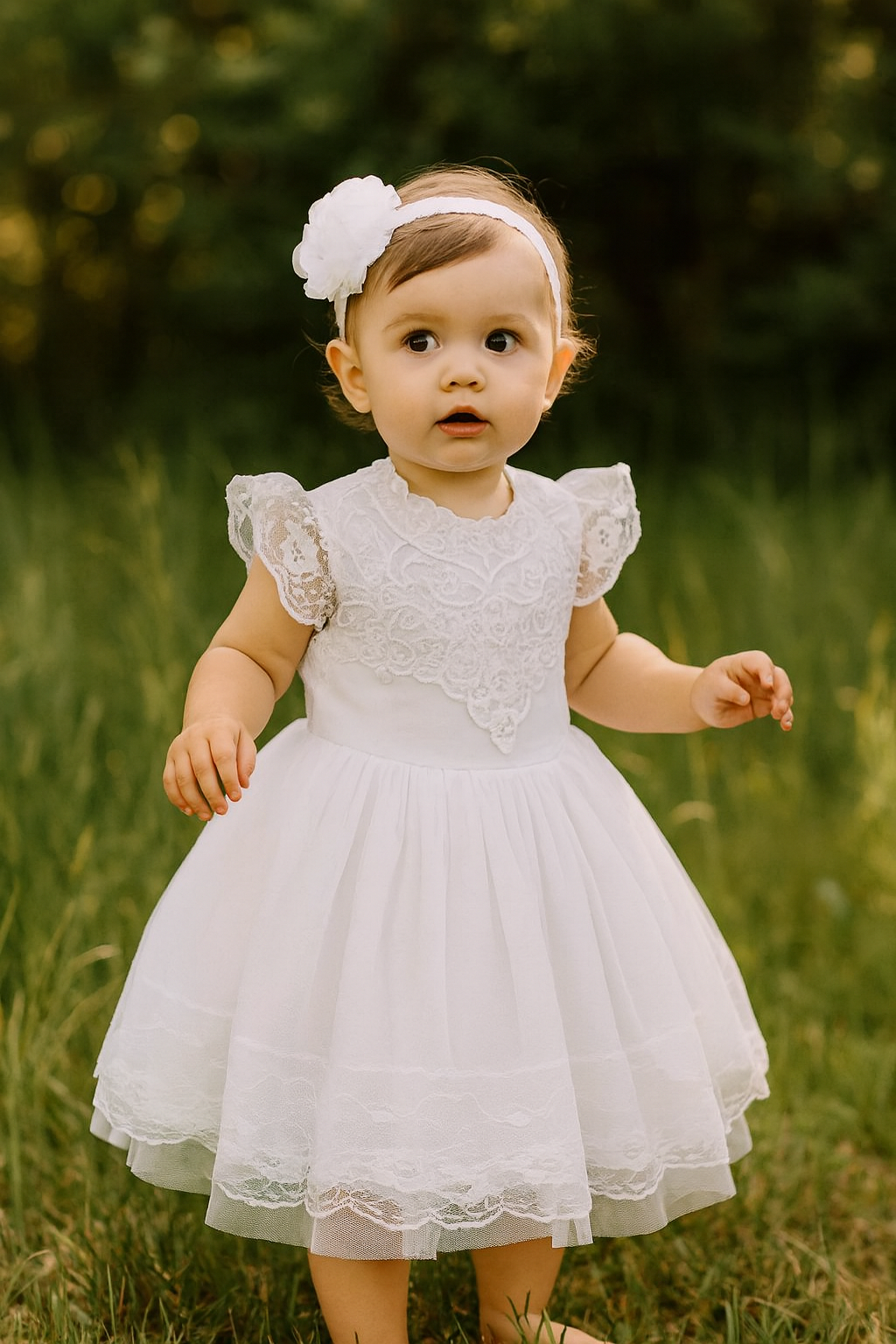 White Victorian Lace Little Girl Dress