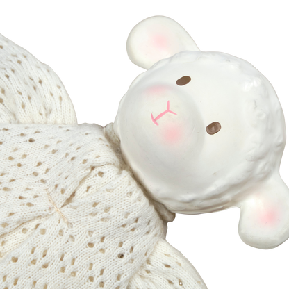 Bahbah the Lamb Baby Lovey with Natural Rubber Teether Head