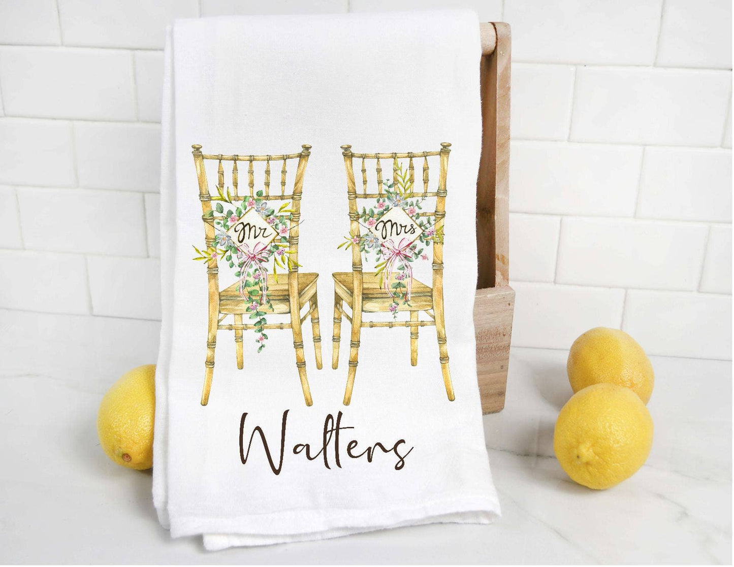 Personalized Mr and Mrs Wedding Tea Towel