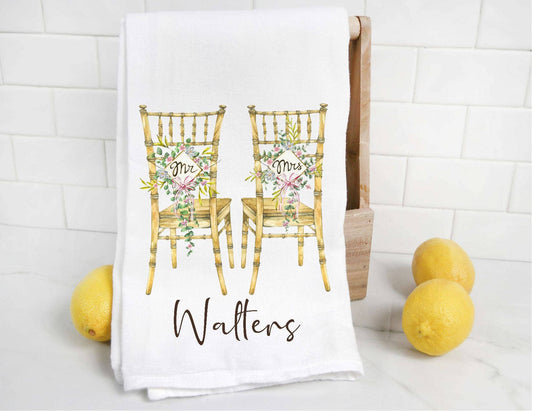 Personalized Mr and Mrs Wedding Tea Towel