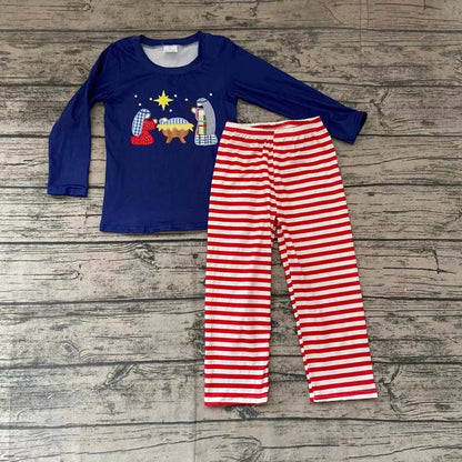 Boys Navy Christmas nativity outfit sets