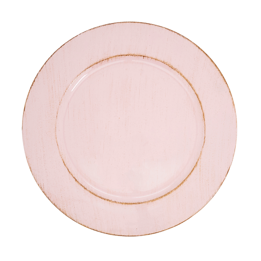 Pink Distressed 13" Charger Plate