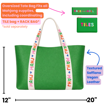 Mahjong Tote Bag Mahjong Tile Bag Leather | Green *NEW*