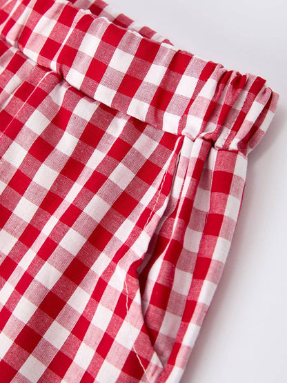 Toddler Boys Outfit – Baseball Dog Smocked Top and Plaid Shorts