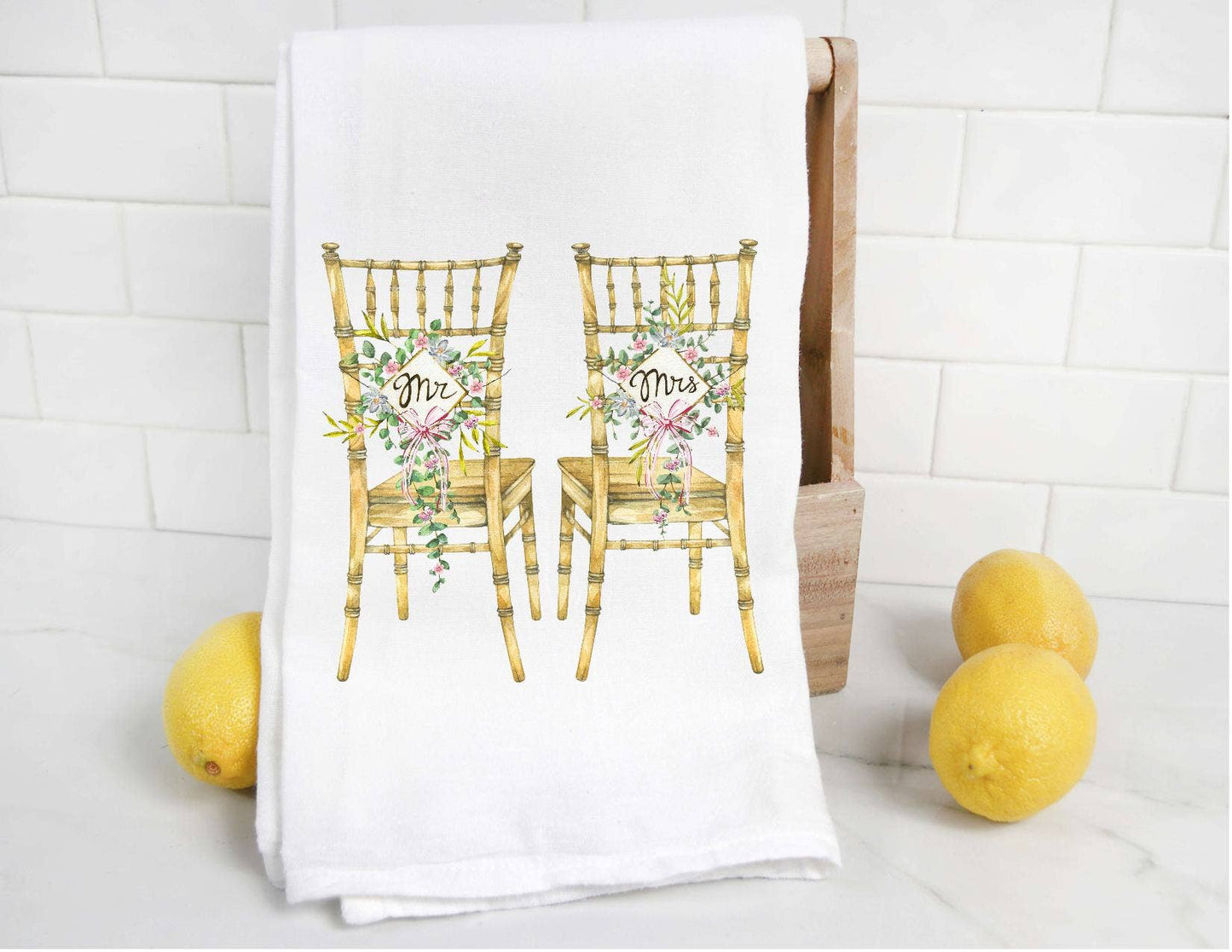 Personalized Mr and Mrs Wedding Tea Towel