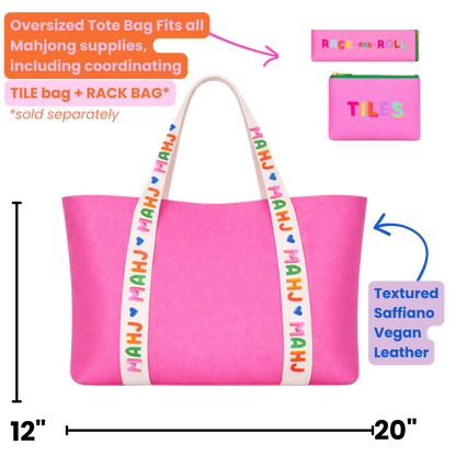 Mahjong Tote Bag Mahjong Tile Bag Leather | Pink *NEW*
