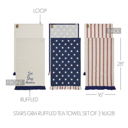 Hatteras Stars GBA Ruffled Tea Towel Set of 3
