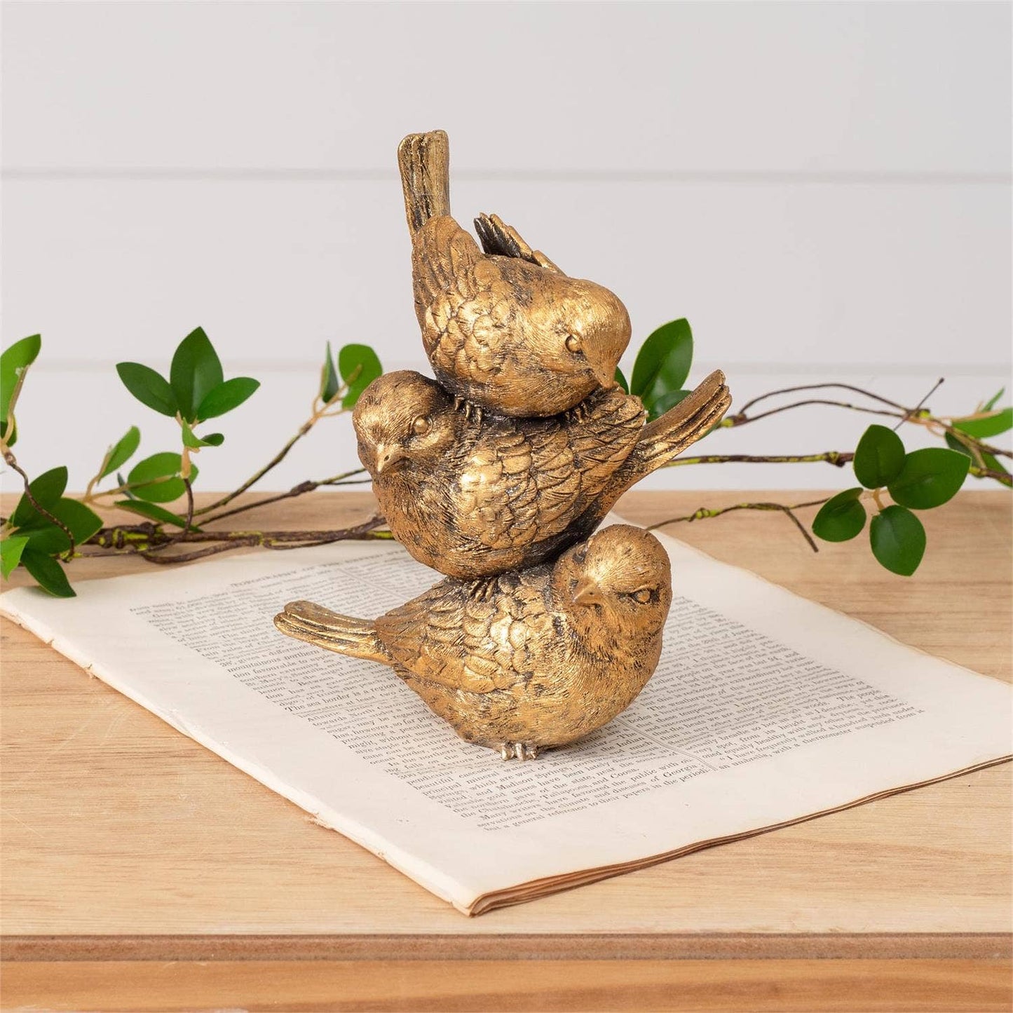 Stacked Gold Tone Bird Figurine (Pk/04)