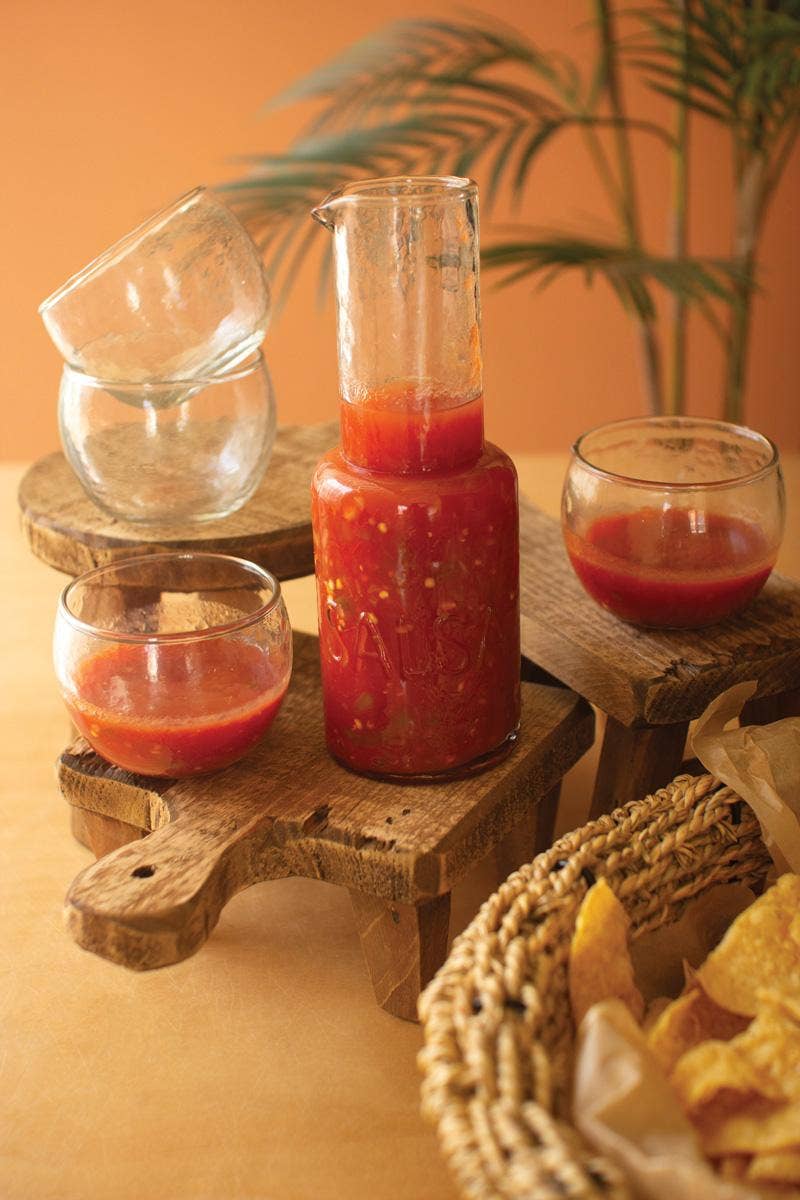 GLASS SALSA PITCHER WITH FOUR BOWLS