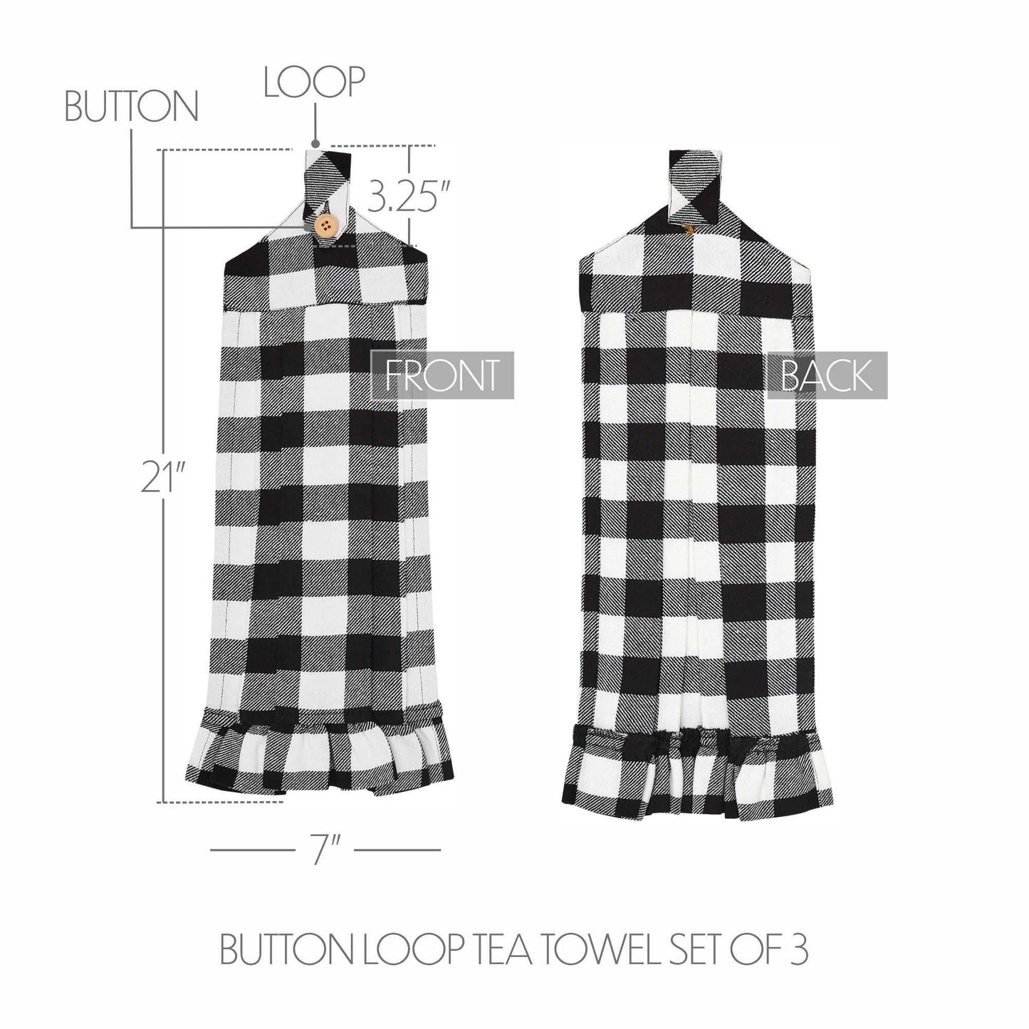 Annie Buffalo Check Black Button Loop Tea Towel