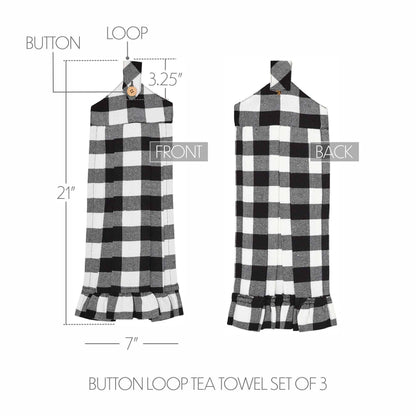 Annie Buffalo Check Black Button Loop Tea Towel