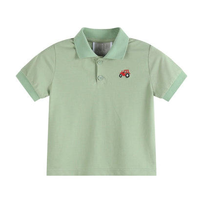 Green Tractor Golf Shirt