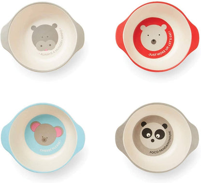 Red Rover Bamboo Animal Bowls, Set of 4, 4.5" x 5.25"