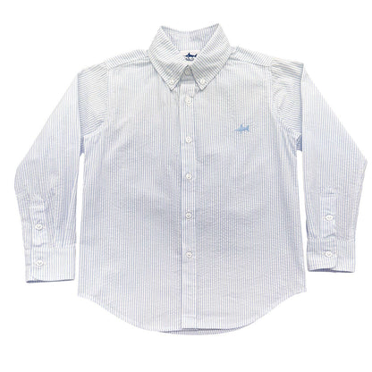 Carter Oxford Button Down- Light Blue Seersucker 