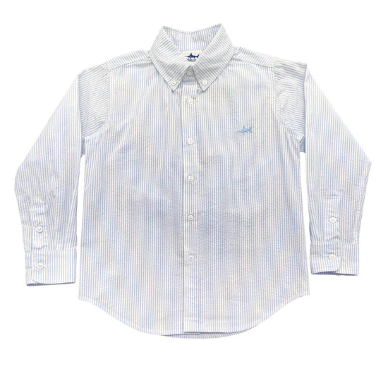 Carter Oxford Button Down- Light Blue Seersucker 
